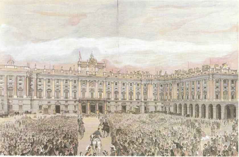Alfonso XIII en su llegada al Palacio Real. Fuente: casarealdeespana.es