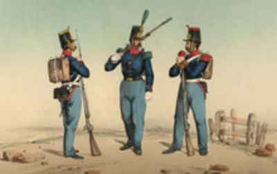 Infantería española a mediados del siglo XIX por Serafín María de Sotto. Fuente: es.wikipedia.org