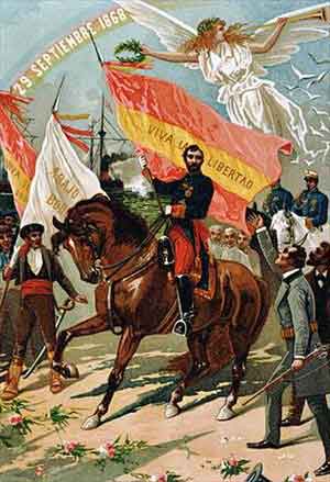 Caricatura sobre la revolución de 1868, “La Gloriosa” Fuente: es.wikipedia.org