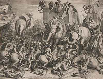La batalla de Zama por Cornelis Cort (1567). Fuente: es.wikipedia.org