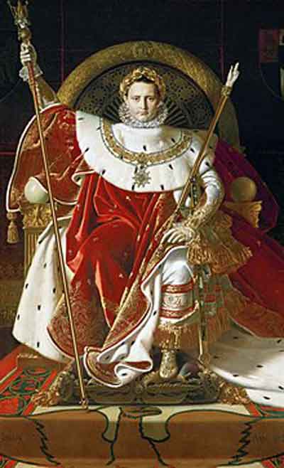 Napoleón en su trono imperial por Jean Auguste Dominique Ingres (1806). Fuente: es.wikipedia.org