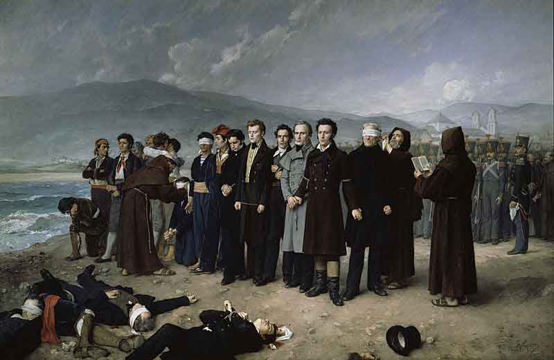 Fusilamiento de Torrijos por Antonio Gisbert (1888). Fuente: es.wikipedia.org