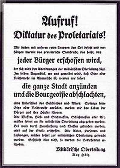 Folleto de la sublevación de los espartaquistas. Fuente: es.wikipedia.org