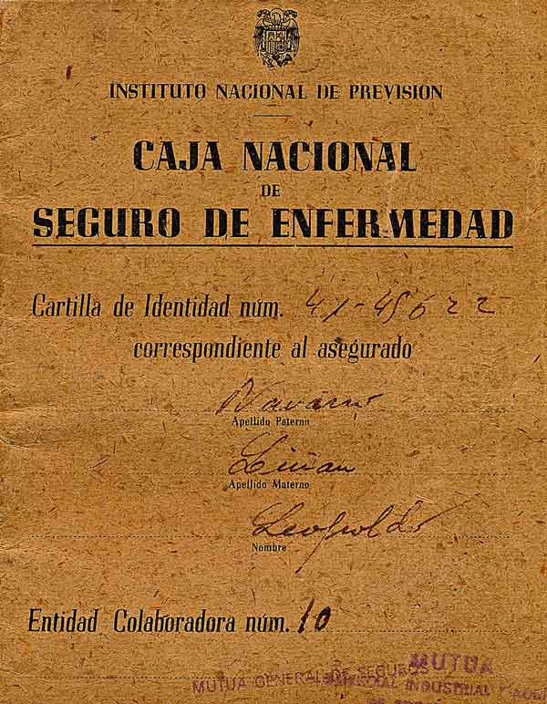 Cartilla del Seguro Obligatorio de Enfermedad. Fuente: es.wikipedia.org