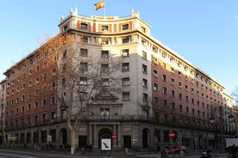 Antigua sede del INP en la Calle Alcalá de Madrid. Fuente: es.wikipedia.org