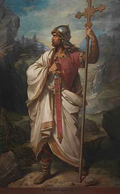 Don Pelayo, rey de Asturias, por Luis de Madrazo y Kuntz. Fuente: es.wikipedia.org
