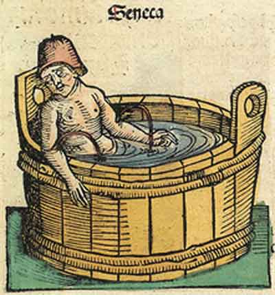 El suicidio de Séneca, en la Crónica de Núremberg (1493).Fuente: es.wikipedia.org