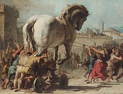 “La entrada del caballo en Troya” por Giovanni Domenico Tiepolo (1773). Fuente: es.wikipedia.org