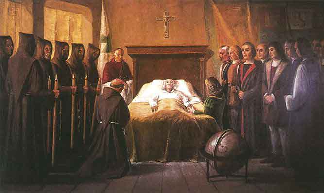 “La muerte de Colón” `por José Luis Benito Rementería.  Fuente: revistaadios.es
