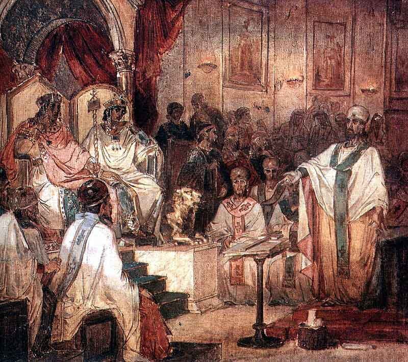 Representación del Concilio de Calcedonia por Vasily Surikov.   Fuente: es.wikipedia.org